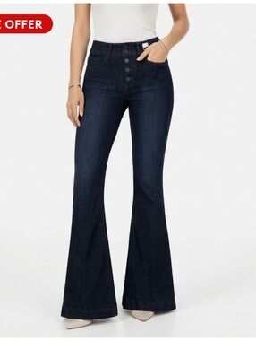 Express Women's Dark Indigo Wide-Leg Button-Fly Jeans